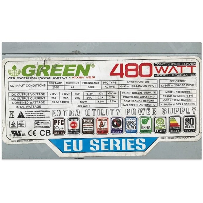 پاور کارکرده گرین 480W مدل GP480A-EU